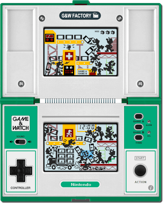 Play G&W Game & Watch Factory double screen horizontally